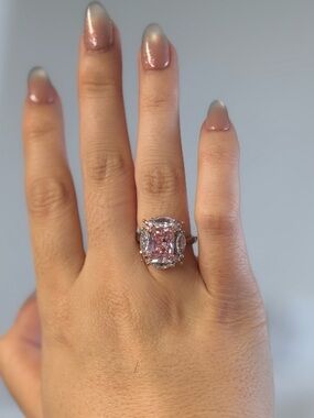 Elegant Pink Cushion-Cut Cocktail Ring - Unbranded